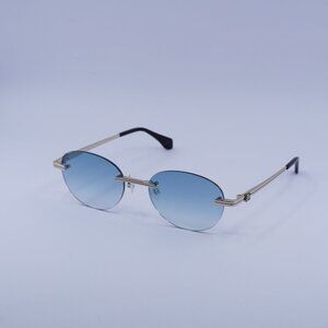 Palm Angels PERI10H CRYSTAL 7644 Sunglasses Gold Oval Frame, Blue Lenses
